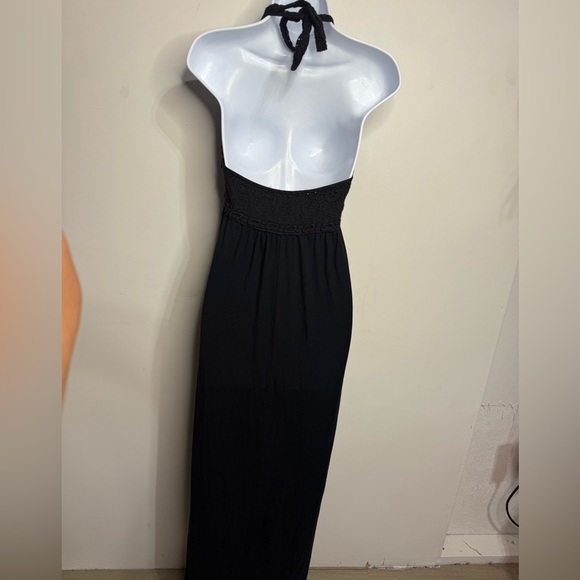Green Dragon Black Maxi Halter Crotchet Dress Size Small - Picture 4 of 6
